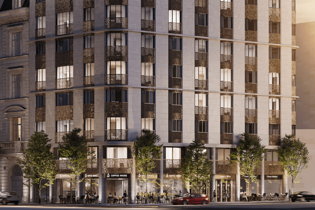 W1 Place London luxury new build apartments Great Portland Street Marylebone limestone facade