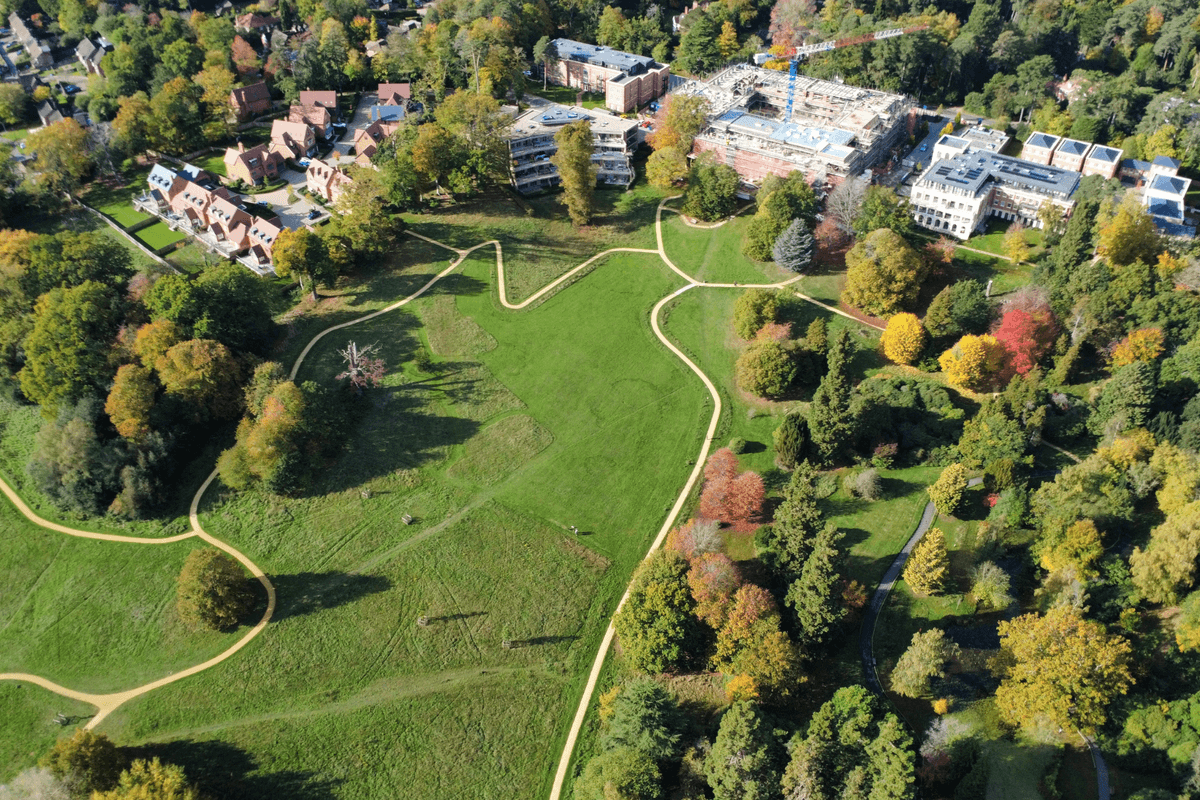 Restored 47-acre parkland and ancient chestnut tree at Sunningdale Park estate