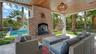 Outdoor living with wood-burning fireplace