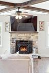 Pellet stove fireplace for the cooler months.