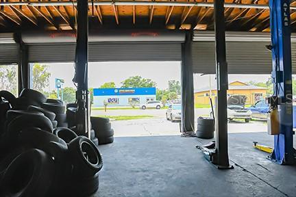 view from the inside of the building over looking US 19