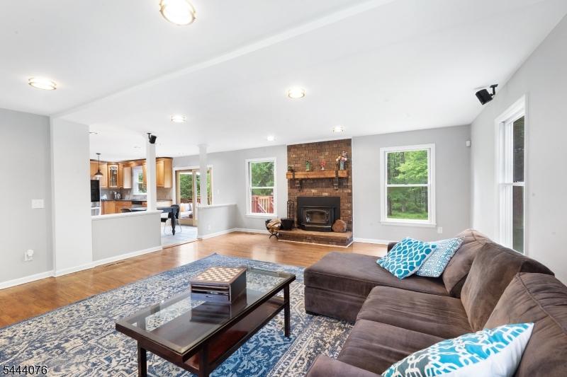 Wood fireplace living room