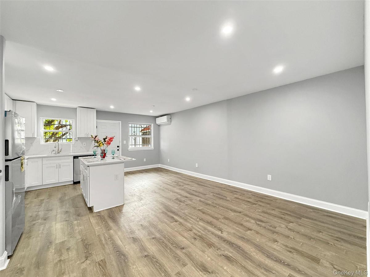 a view of the Kitchen from the living area