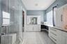 This master bath has a spa quality with Turkish marble throughout