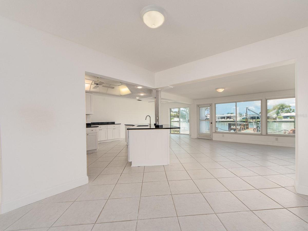 opening up into the kitchen and family room