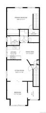 Second floor with stairs at back to third floor.  Please note: Bedroom at top is accessible from first floor.