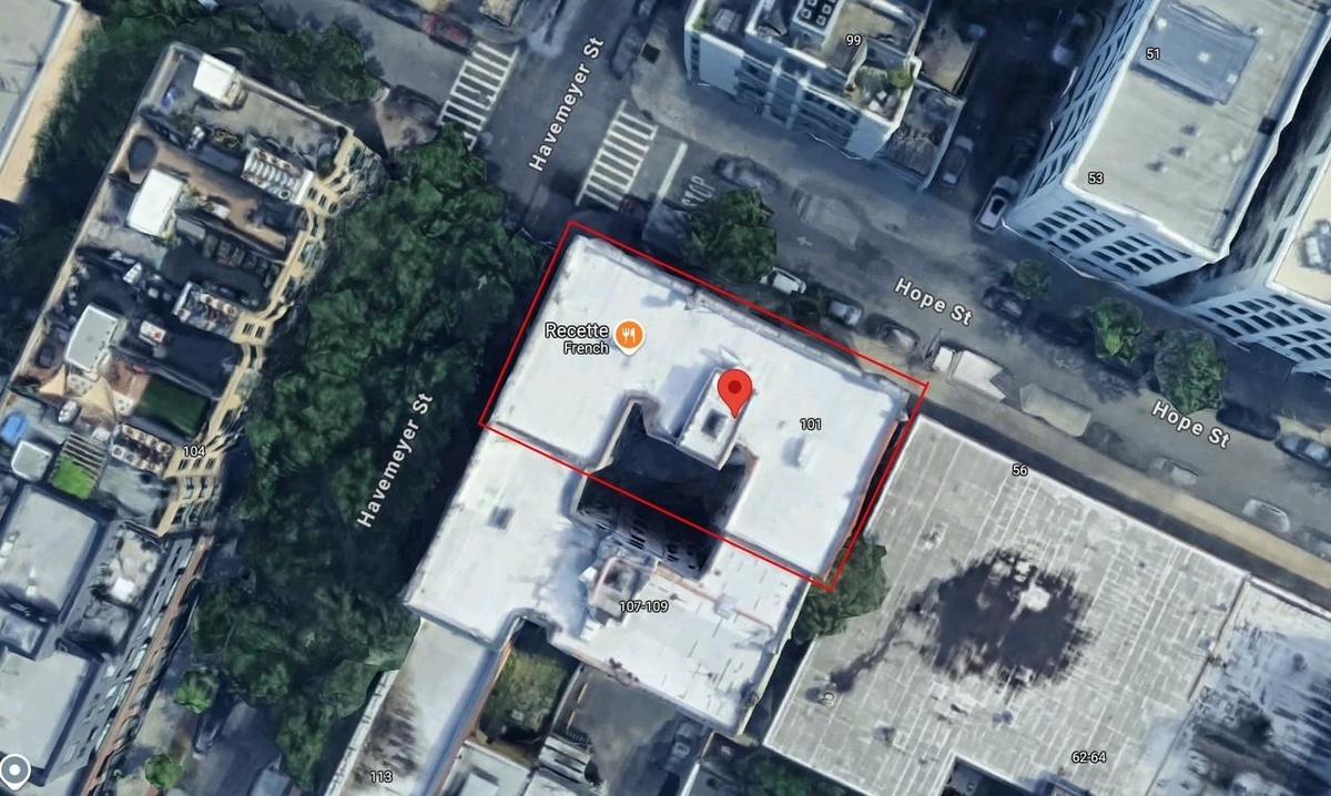 Aerial overview of property's location with property boundaries highlighted