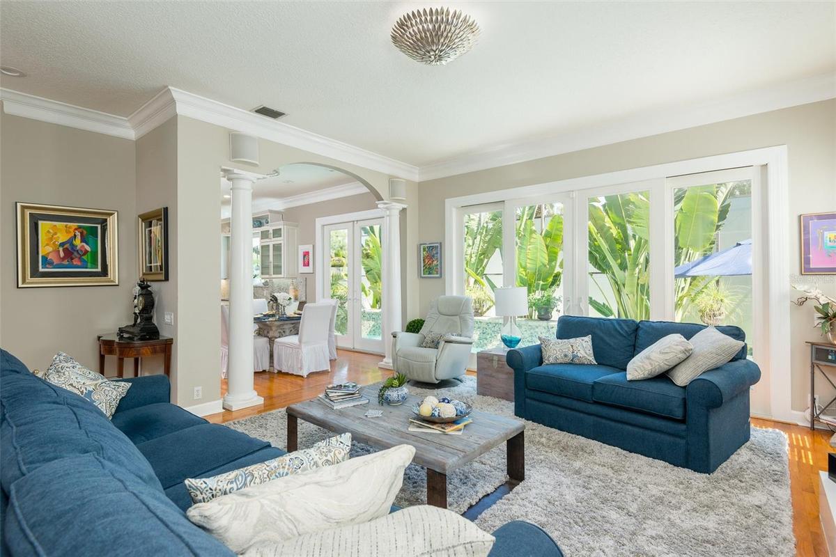 Living room with direct access to breakfast room and kitchen.