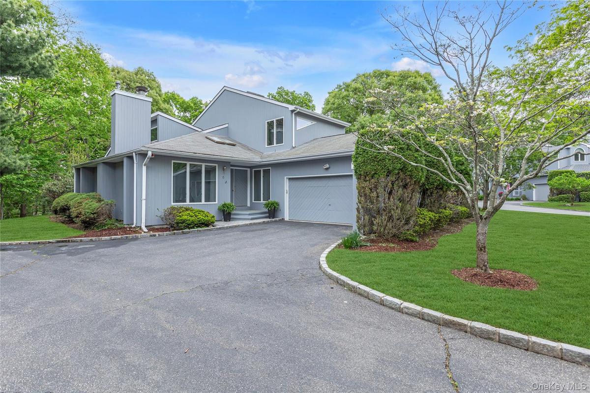 Contemporary exterior with an attached garage, a paved driveway, and manicured landscaping
