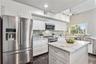 Massive marble slab breakfast bar