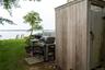 Outside shower and a water view