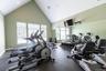 Fitness room featuring multiple large windows, and rubber flooring