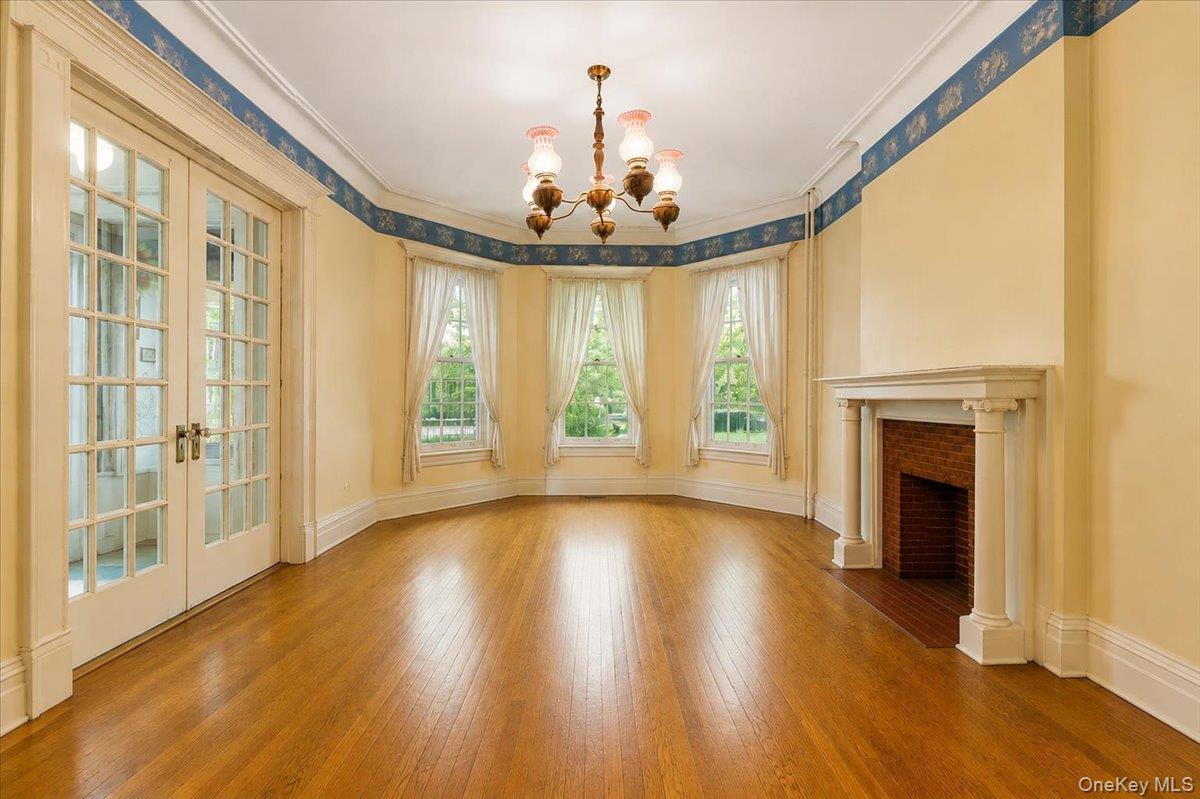 Large living room with fireplace