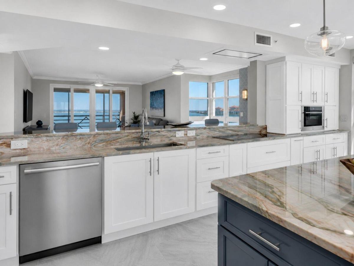 Kitchen overlooking family room