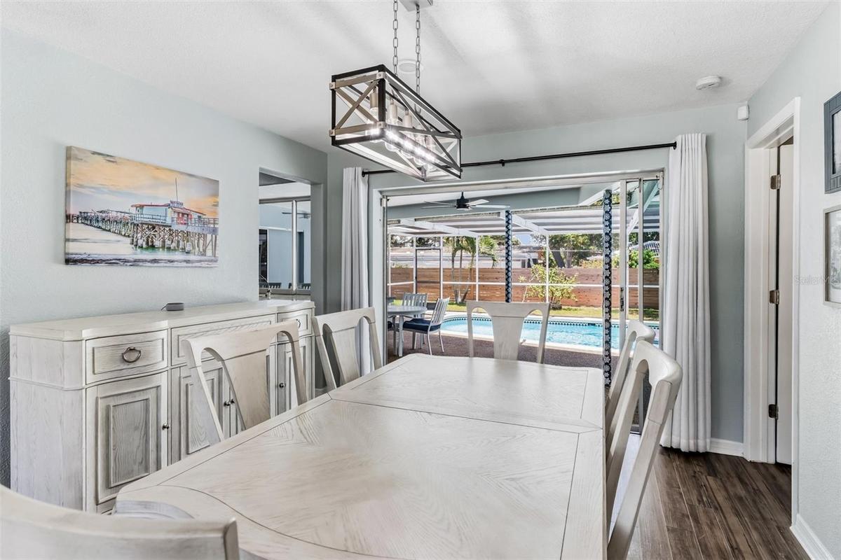 Enjoy dining with a view of the pool