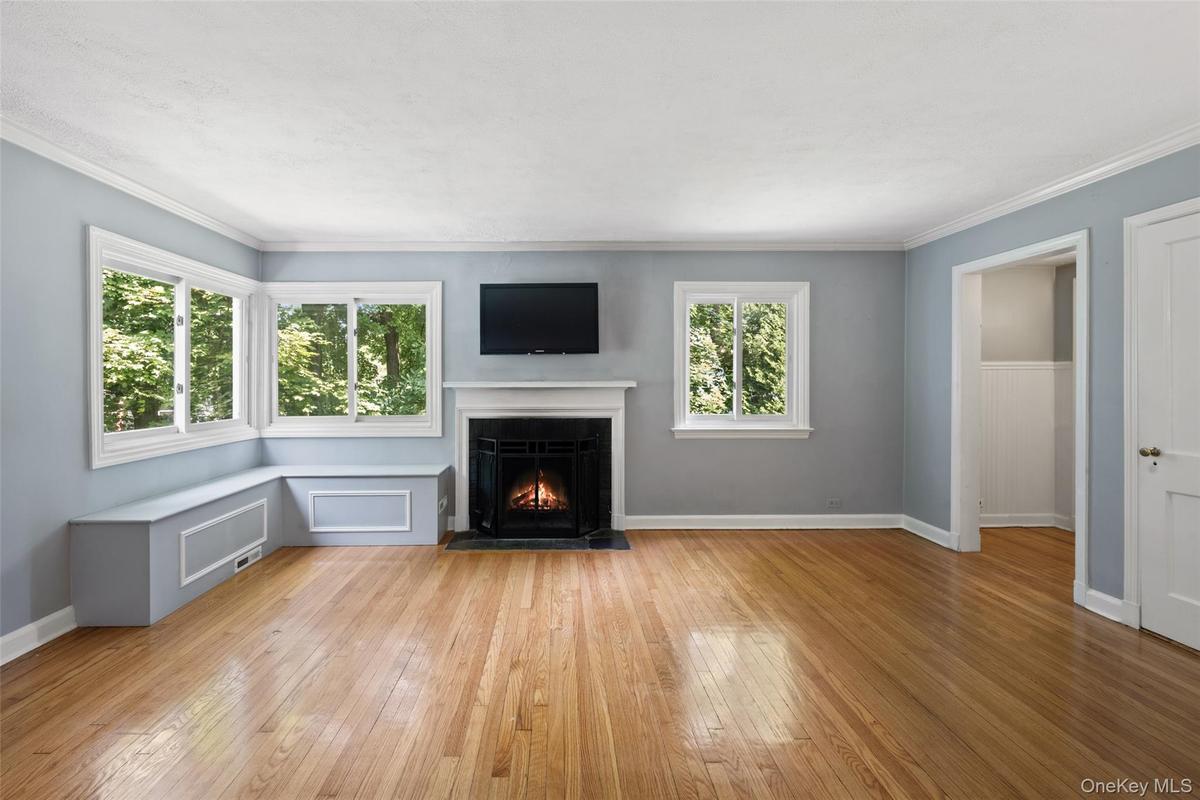 Living Room with Working Wood Fire Place