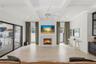 Elongated windows & gas fireplace