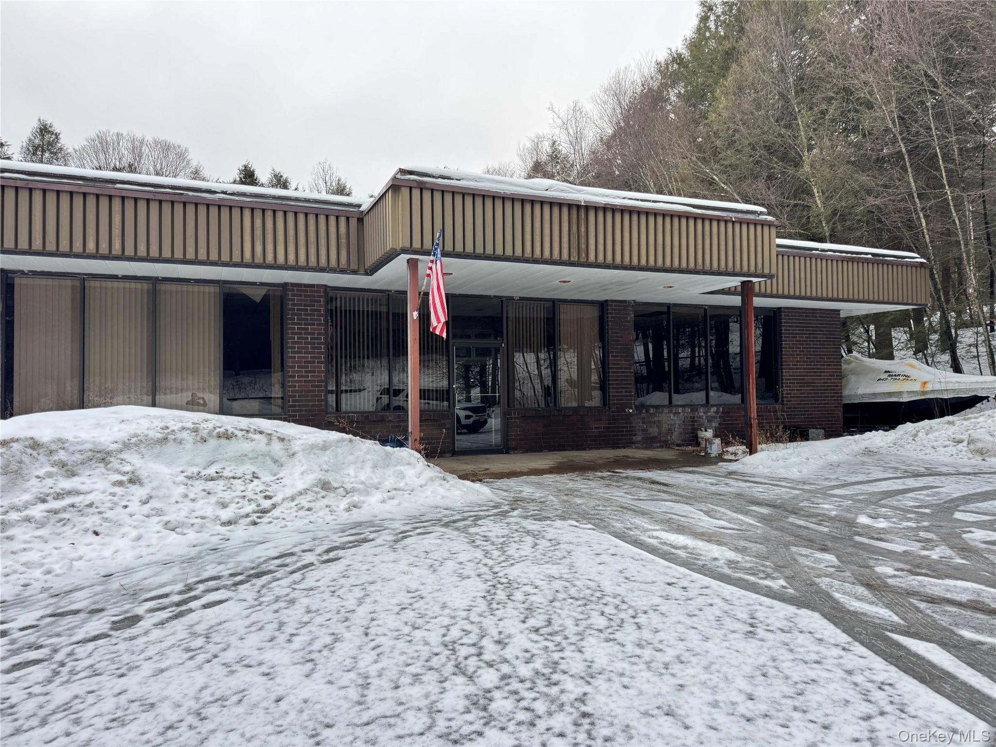 View of snow covered building