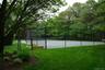 View of sport court featuring a lawn, fence, and a gate