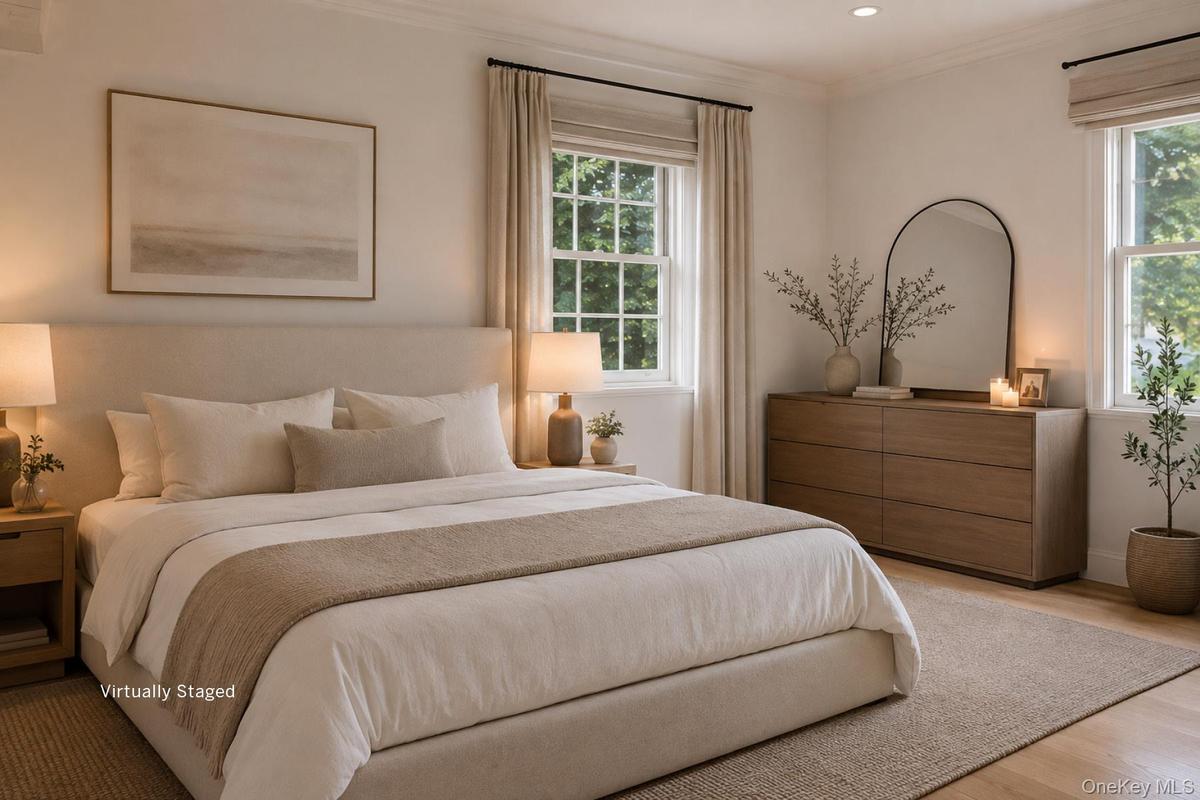 Virtually staged Primary bedroom with ensuite bath