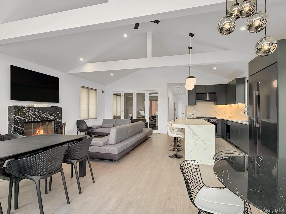 Living/dining area with gas fireplace