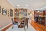 Eating Space with Custom Cherry Wood, Bar, Drink Fridge