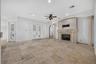 Family Room with high ceilings