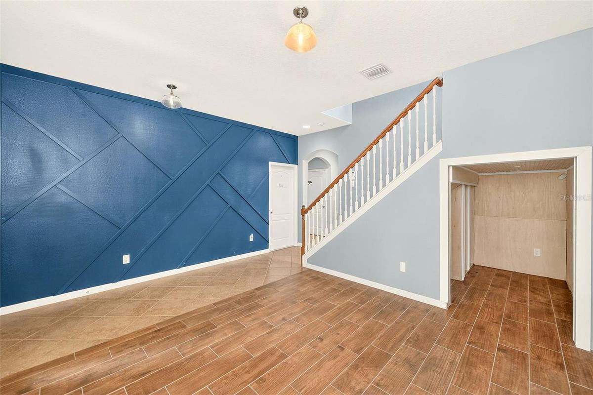 Feature wall in the front entry room