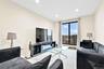 Living room with recessed lighting and baseboards