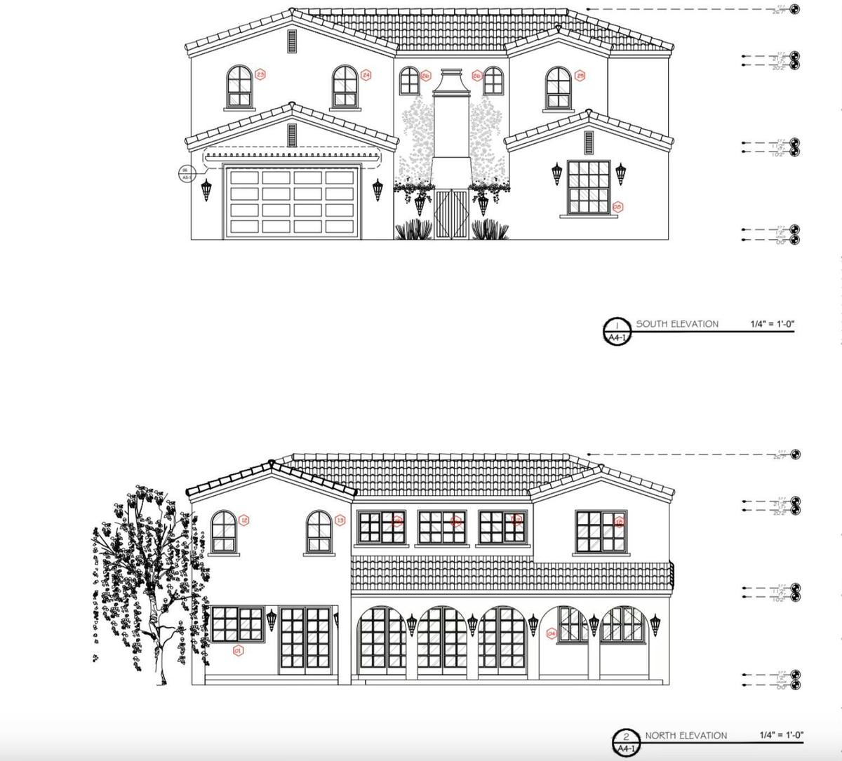 Frontal and Rear Elevations