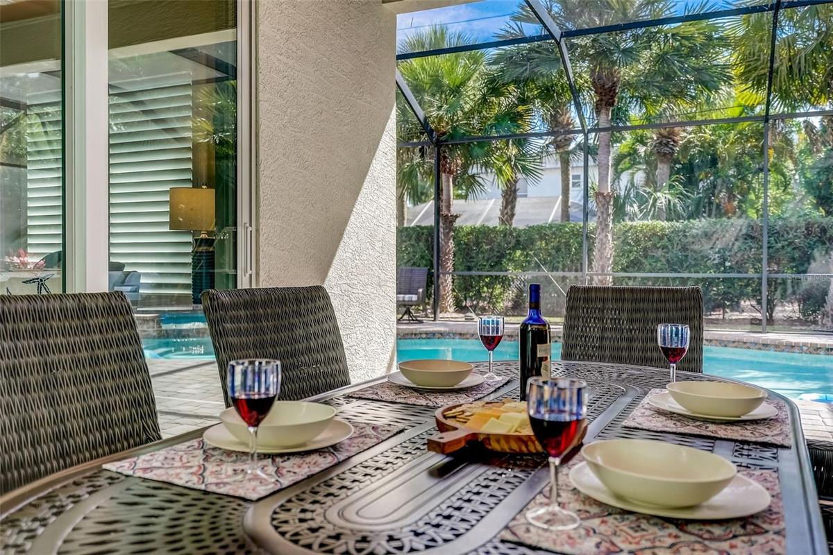 Outdoor dining table/covered pool area