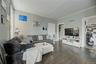Wood-finish flooring throughout the space