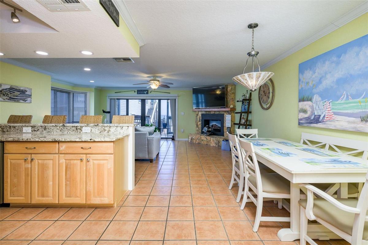 Dining area open to the kitchen