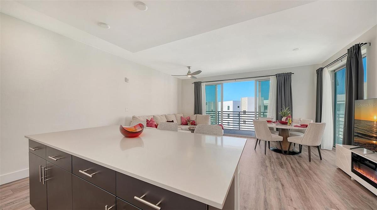 Large island for food prep ease and entertaining.