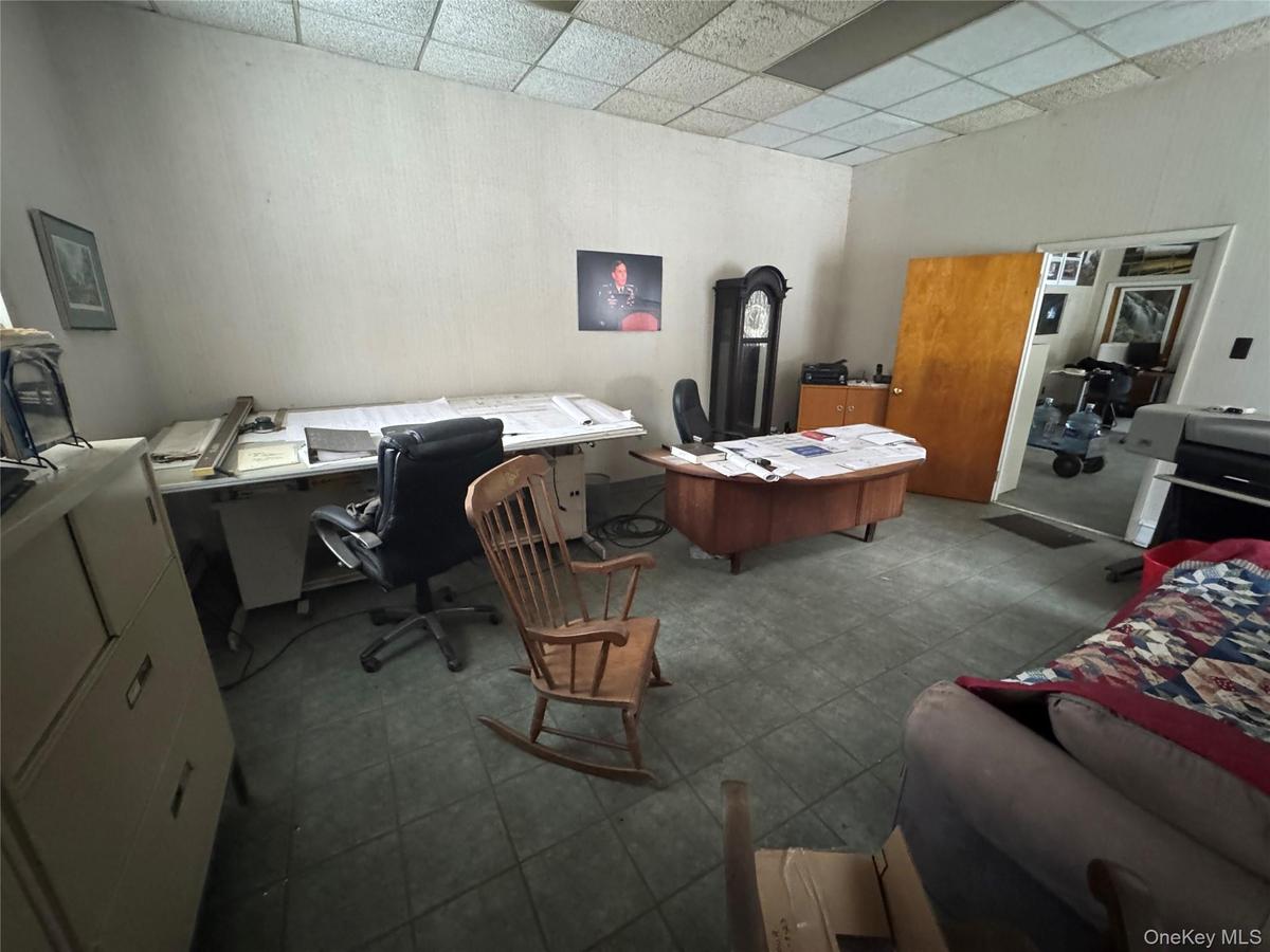 Office area with a drop ceiling