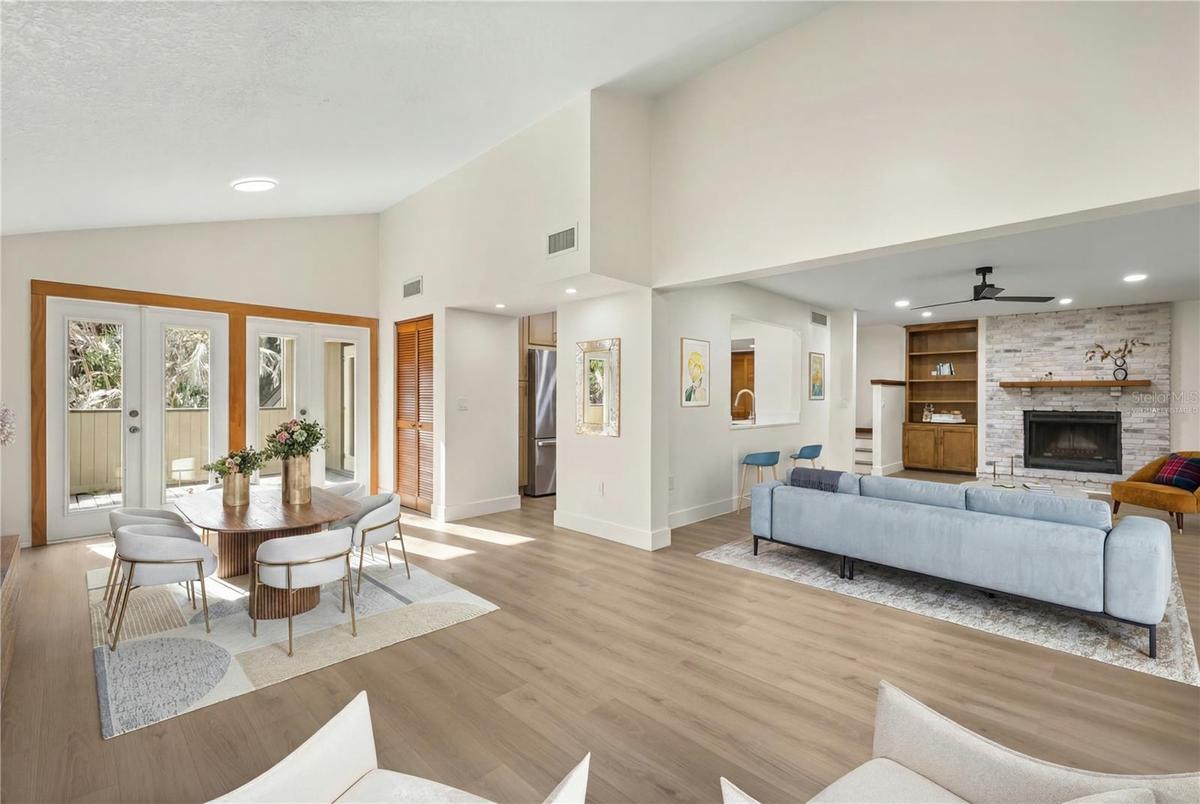 Virtually staged dining and living room