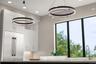 Two Metropolitan Grande Illusion LED Pendants hang above the island.