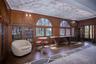 Library original lead windows and original plaster ceilings