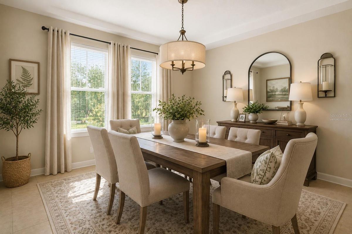 Office virtually staged as a dining area.