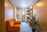 Modern interior featuring wood-panel accent walls and recessed shelving