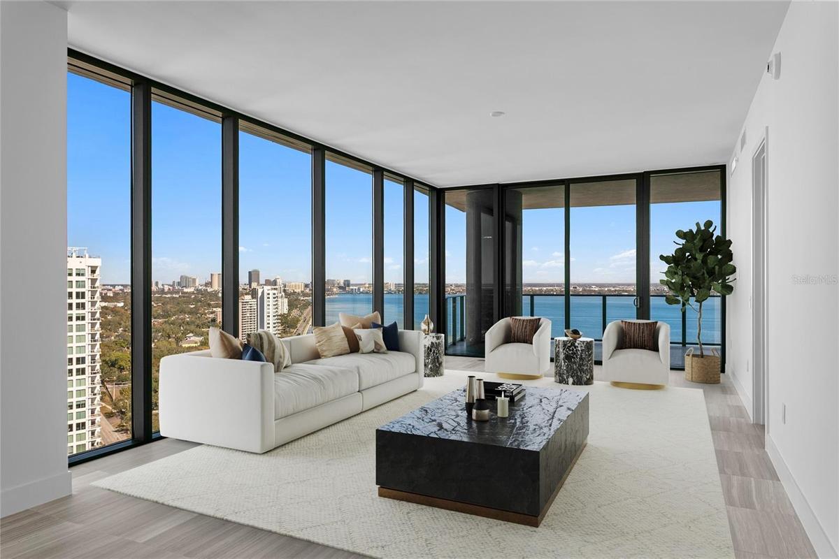 Living Room with stunning Bay views