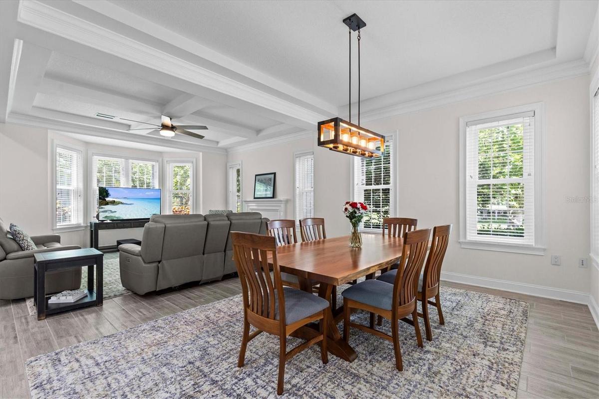Spacious dining room can accommodate any combination of dining room furniture.