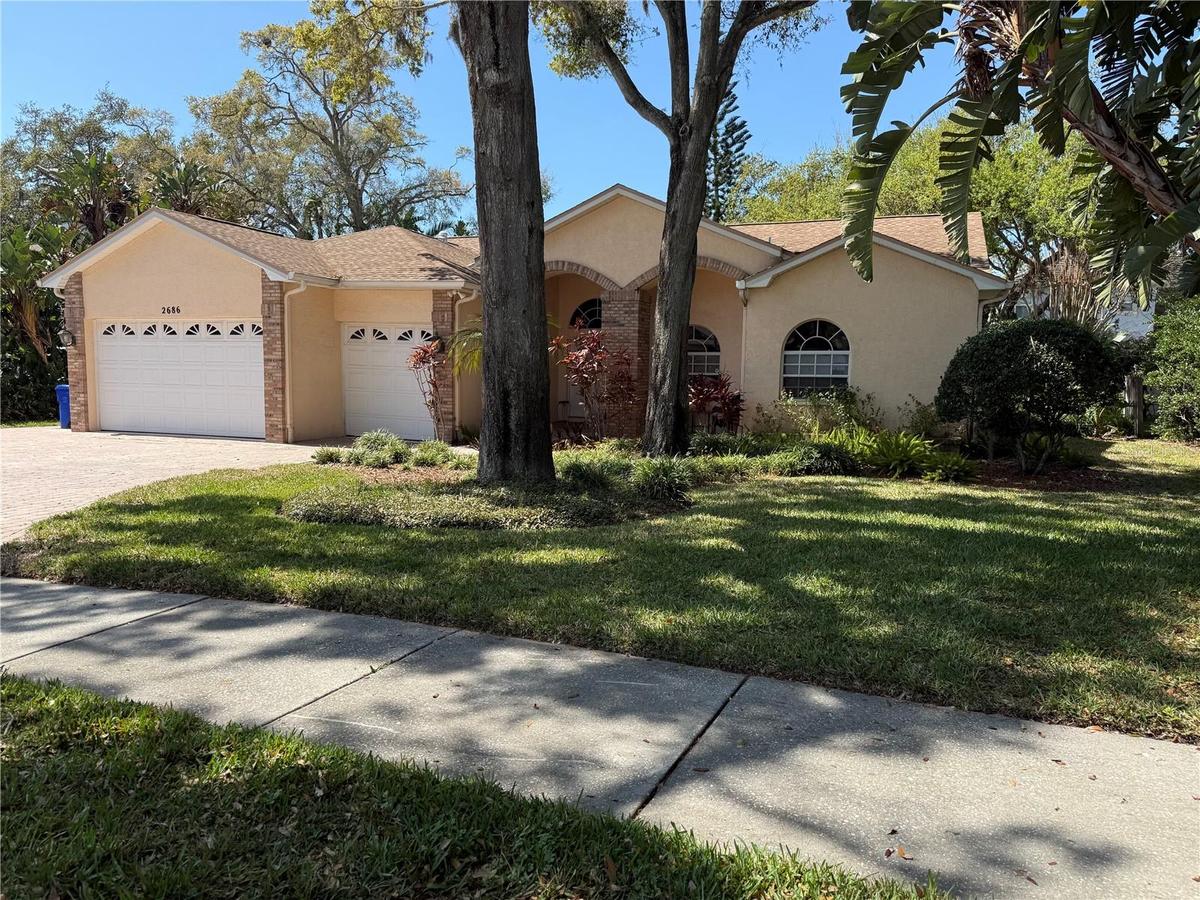 Mature landscaping with shade and sidewalks