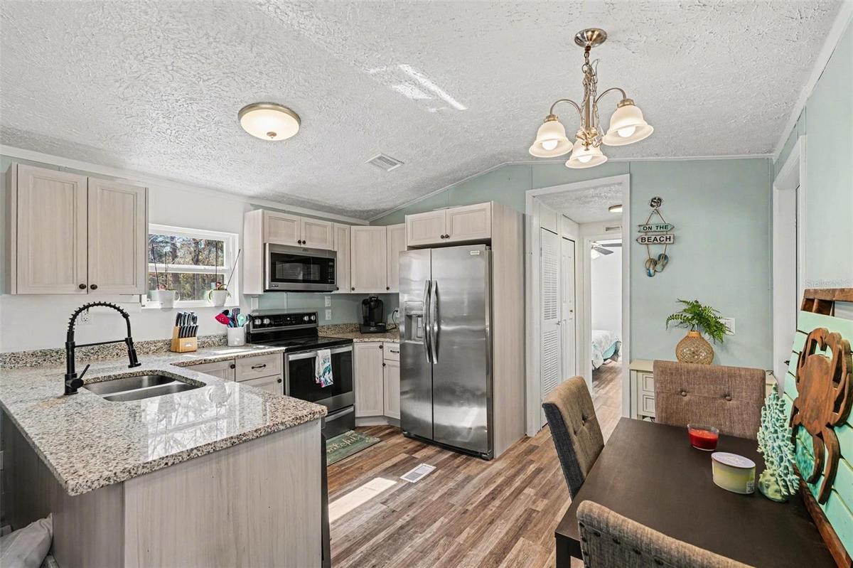 kitchen over looking living room