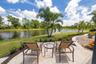 Outdoor patio and lake view