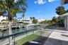 Backyard with dock and boat lift