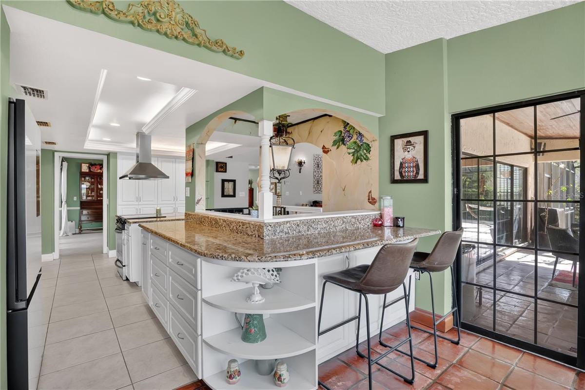 The kitchen and dinette areas are expansive