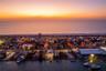 Drone photo on the home in proximity to the beach, 2 blocks east at sunset