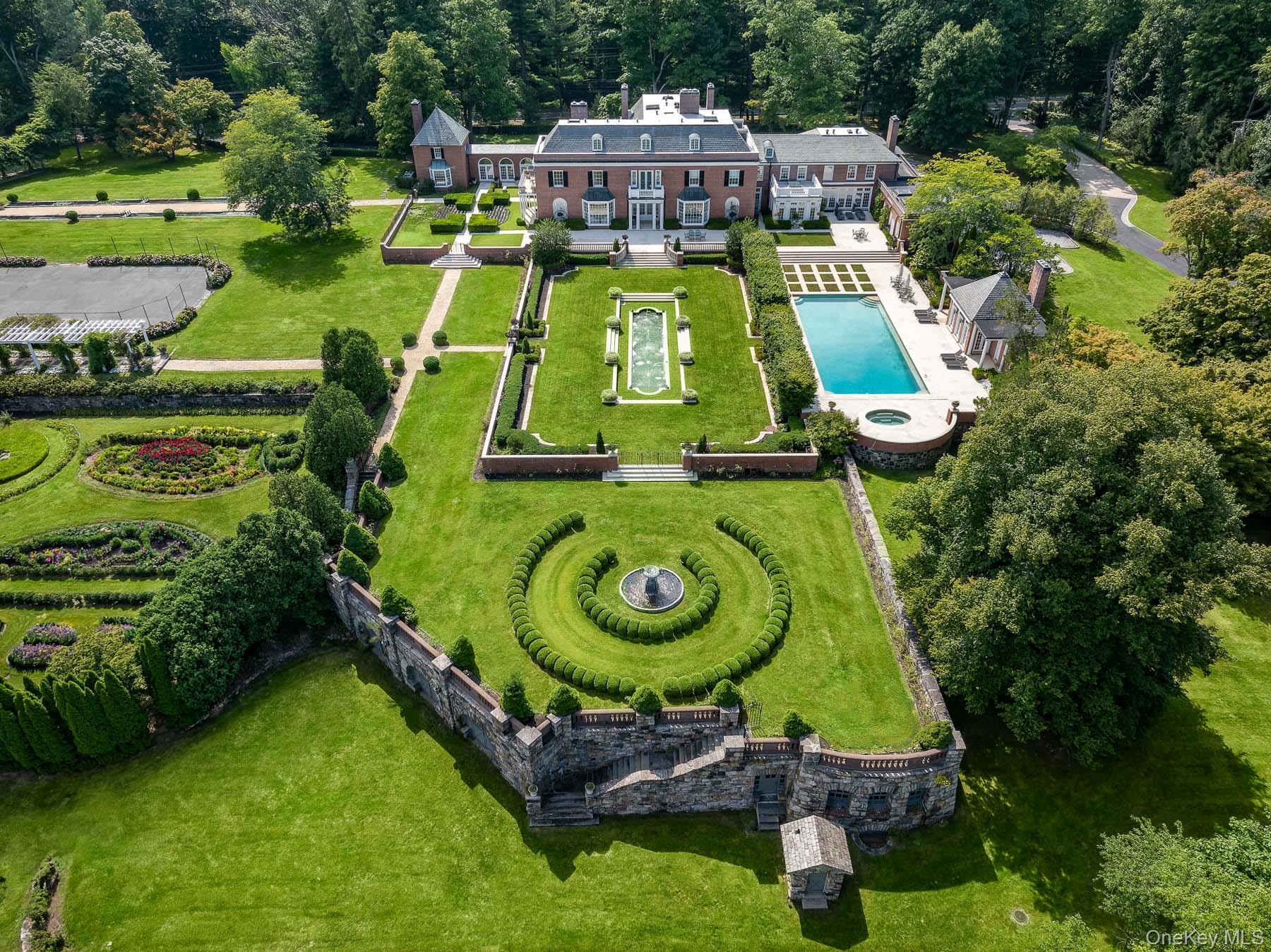 Aerial view of a pool