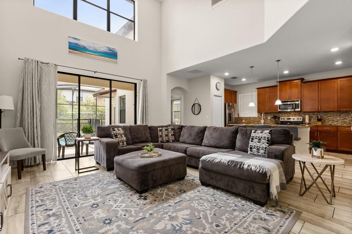 Living Room with Cathedral Ceilings